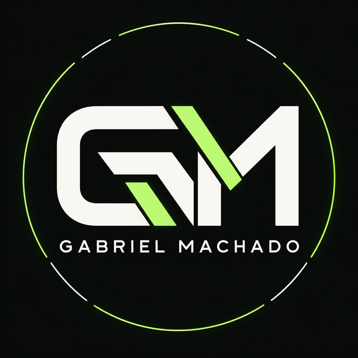 Logo GM Gabriel Machado em branco e verde